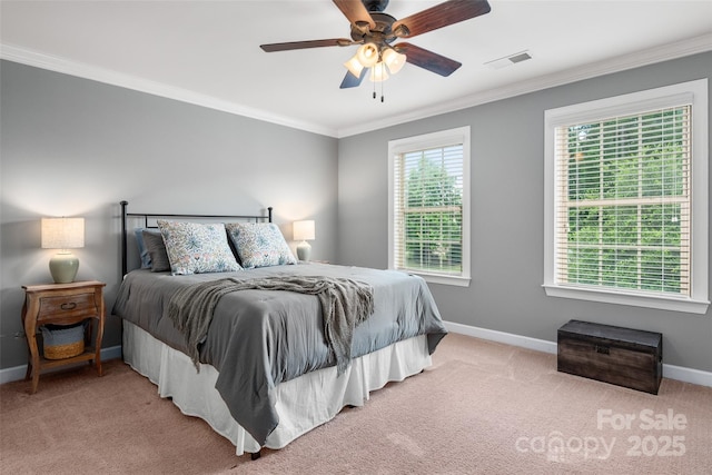 1805 Trading Path Ln, Waxhaw, NC 28173 - bedroom featuring ornamental molding, carpet flooring, and ceiling fan