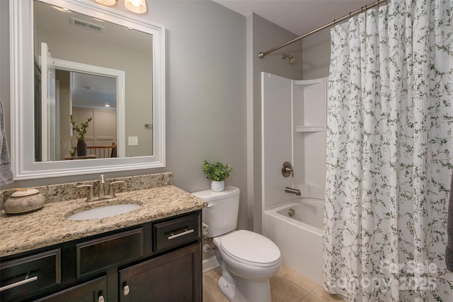 1805 Trading Path Ln, Waxhaw, NC 28173 - bathroom with vanity, shower / bath combination with curtain, and tile patterned floors