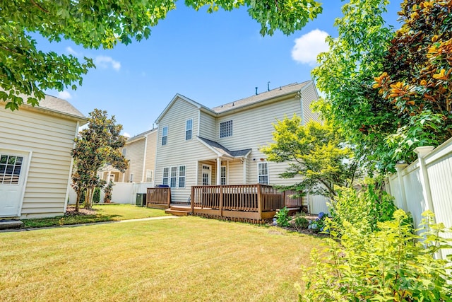 10509 Serape Rd, Charlotte, NC 28277 - rear view of house featuring a fenced backyard and a wooden deck