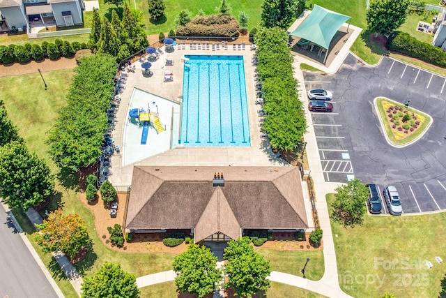 10509 Serape Rd, Charlotte, NC 28277 - aerial view of a pool area