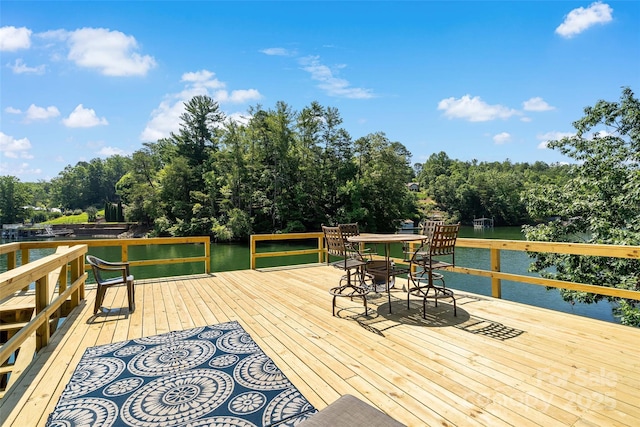 1181 Forest Lake Heights Dr, Nebo, NC 28761 - wooden terrace with a water view and view of scattered trees