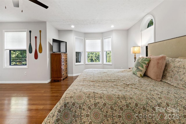 1181 Forest Lake Heights Dr, Nebo, NC 28761 - bedroom featuring wood finished floors, a textured ceiling, recessed lighting, and a ceiling fan