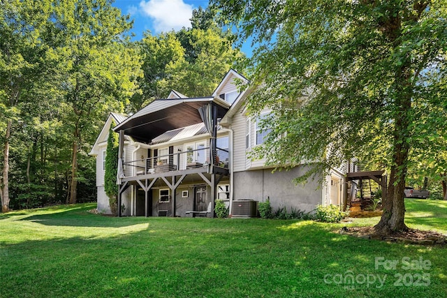 1181 Forest Lake Heights Dr, Nebo, NC 28761 - view of front facade featuring a front lawn and a wooden deck