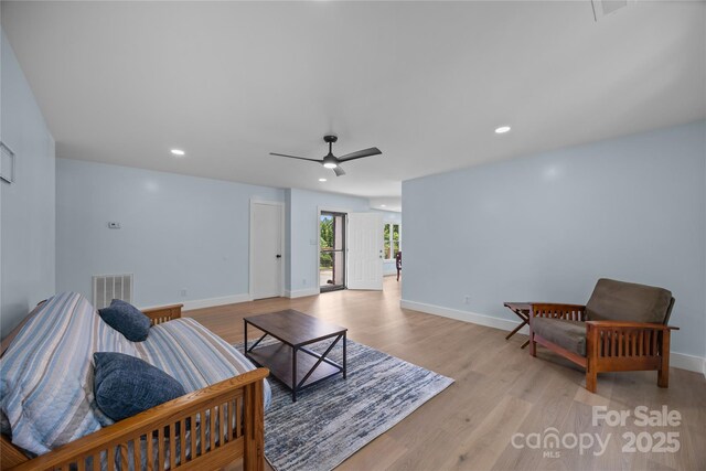 221 John C Logan Rd, Rutherfordton, NC 28139 - living room with light wood-style flooring, ceiling fan, and recessed lighting