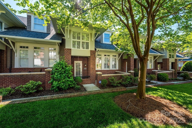6312 Mission Pl, Charlotte, NC 28210 - view of front of property featuring brick siding, roof with shingles, and a front yard