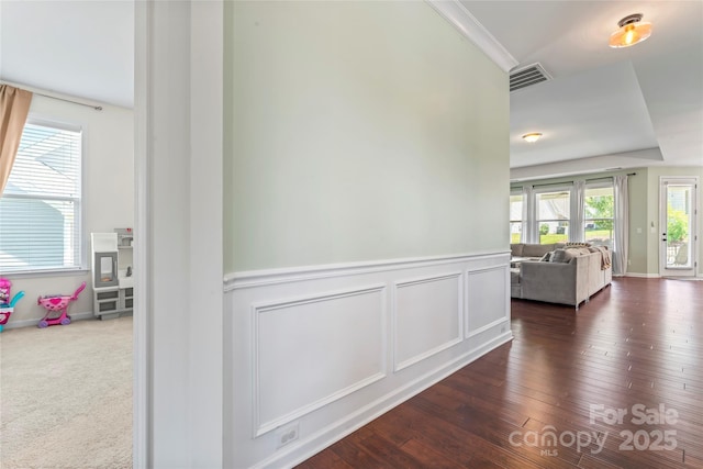 9547 Horsebit Ln, Concord, NC 28027 - hallway featuring crown molding and wainscoting