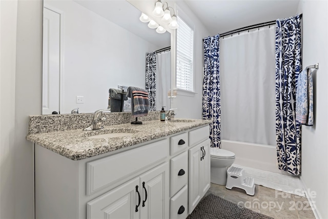 9547 Horsebit Ln, Concord, NC 28027 - bathroom featuring vanity, shower / bathtub combination with curtain, and tile patterned flooring