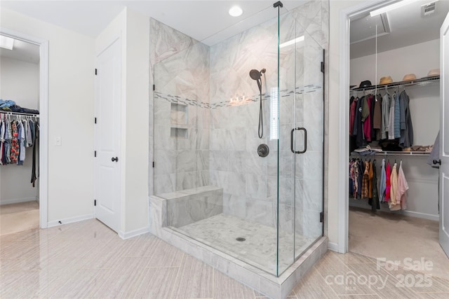 9547 Horsebit Ln, Concord, NC 28027 - full bath with a spacious closet, a stall shower, and recessed lighting
