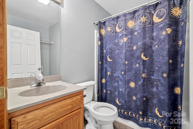 55 Wyatt St, Asheville, NC 28803 - bathroom featuring vanity, tile patterned floors, and curtained shower