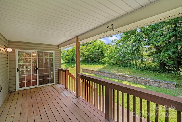 55 Wyatt St, Asheville, NC 28803 - wooden deck with view of scattered trees