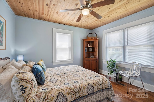 576 Washington Ave NW, Valdese, NC 28690 - bedroom with wood ceiling, wood finished floors, and a ceiling fan