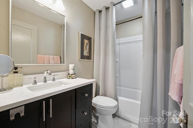 576 Washington Ave NW, Valdese, NC 28690 - full bathroom with vanity, shower / tub combo with curtain, and tile patterned flooring