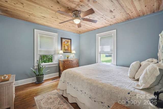 576 Washington Ave NW, Valdese, NC 28690 - bedroom with wood ceiling, hardwood / wood-style floors, and a ceiling fan