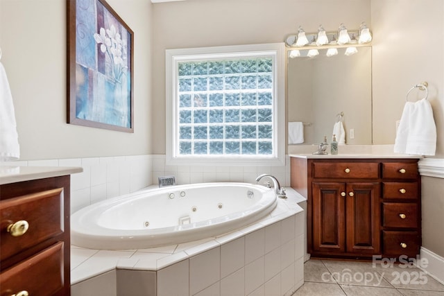 6309 Chamar Cir, Kannapolis, NC 28081 - bathroom with vanity, a whirlpool tub, and tile patterned flooring