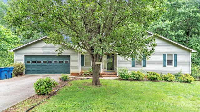 1713 Poe Cir, Hickory, NC 28601 - view of front facade with concrete driveway, an attached garage, and a front yard