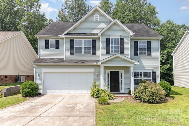 5233 Halverson Ct, Kannapolis, NC 28083 - view of front of property with driveway, an attached garage, a front lawn, and roof with shingles