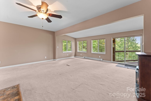 435 Pauline Ave, Franklin, NC 28734 - unfurnished room featuring a baseboard heating unit, carpet flooring, and ceiling fan