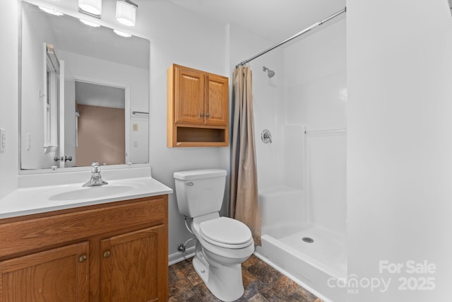 435 Pauline Ave, Franklin, NC 28734 - full bath with vanity, a shower with curtain, and stone finish flooring