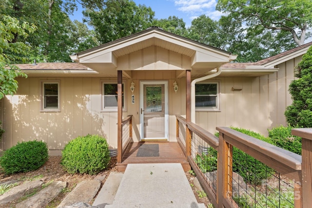 435 Pauline Ave, Franklin, NC 28734 - view of exterior entry featuring board and batten siding