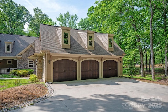 3408 Sandalwood Ln, Waxhaw, NC 28173 - view of front of property featuring stone siding, concrete driveway, stucco siding, and roof with shingles