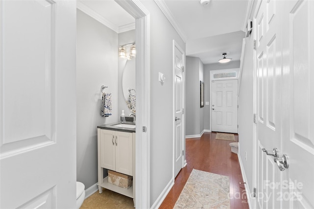 4103 Christine Ln Unit E, Waxhaw, NC 28173 - hallway featuring crown molding and wood finished floors