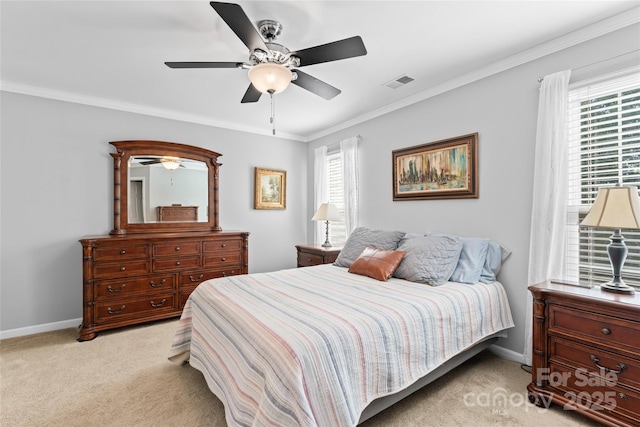 4103 Christine Ln Unit E, Waxhaw, NC 28173 - bedroom featuring light carpet, crown molding, and ceiling fan