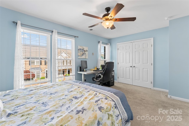 4103 Christine Ln Unit E, Waxhaw, NC 28173 - carpeted bedroom with a closet, ceiling fan, and a desk