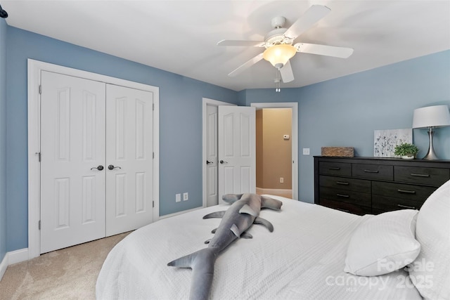 2074 Brandt Rd, York, SC 29745 - bedroom with light carpet, a ceiling fan, and two closets
