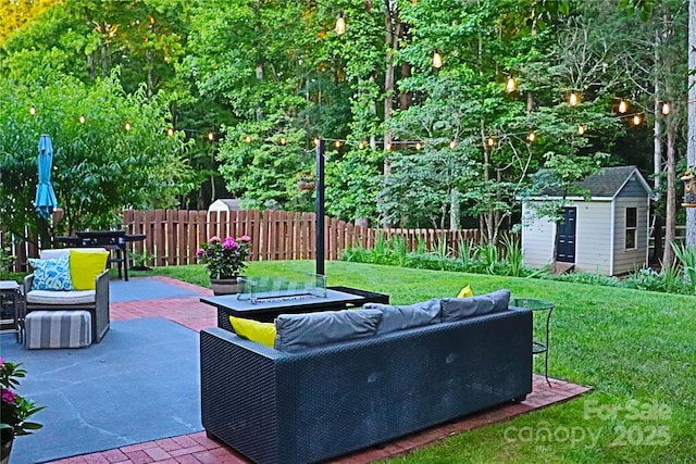 3092 S Legacy Park Blvd, Fort Mill, SC 29707 - view of patio with outdoor lounge area and a storage shed