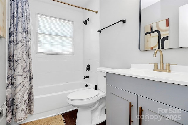 3909 Woodbriar Trl, Charlotte, NC 28205 - bathroom featuring shower / bath combination with curtain and vanity