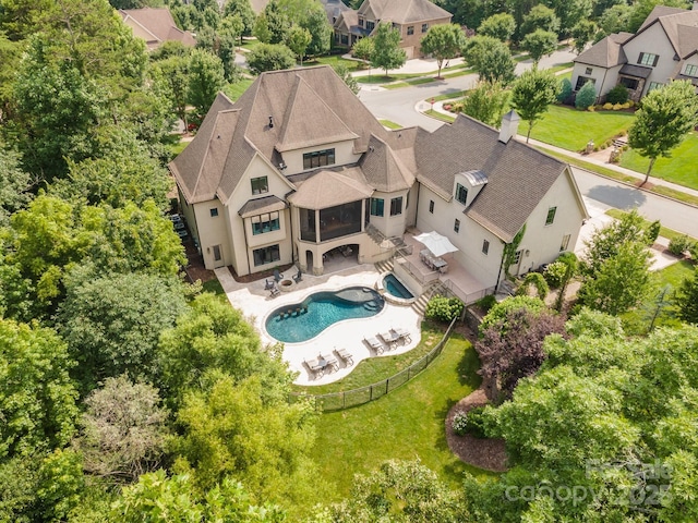 15603 June Washam Rd, Davidson, NC 28036 - aerial view of residential area with a pool area