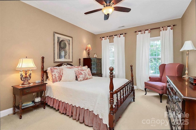13824 Glen Abbey Dr, Charlotte, NC 28278 - bedroom with light carpet and ceiling fan