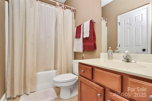 13824 Glen Abbey Dr, Charlotte, NC 28278 - bathroom featuring vanity, shower / bath combo, and tile patterned flooring