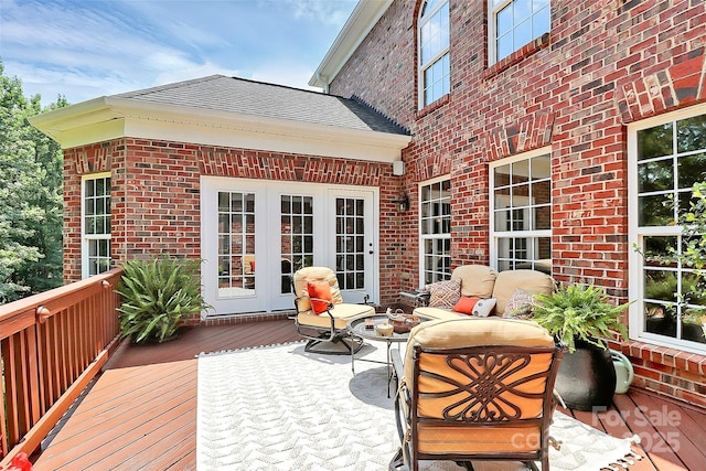 13824 Glen Abbey Dr, Charlotte, NC 28278 - wooden deck featuring an outdoor hangout area