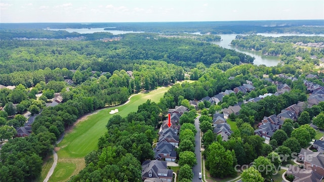 13824 Glen Abbey Dr, Charlotte, NC 28278 - aerial view of residential area featuring a golf club and a nearby body of water