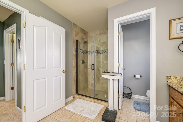7737 Pleasant Valley Dr, Harrisburg, NC 28075 - full bath with a shower stall, vanity, and tile patterned floors