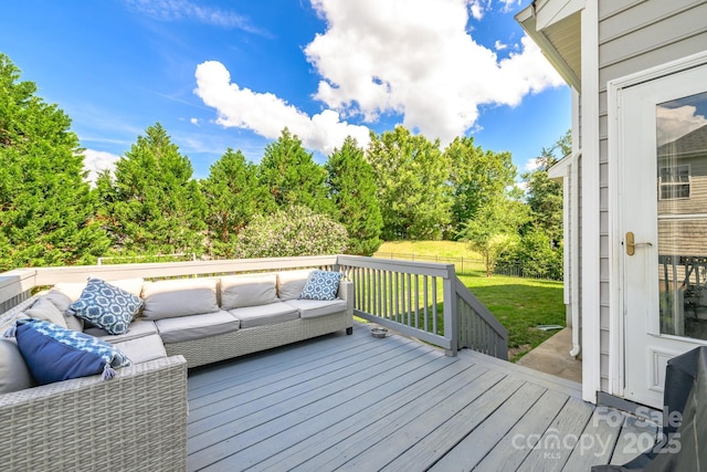 7737 Pleasant Valley Dr, Harrisburg, NC 28075 - wooden terrace featuring an outdoor hangout area and a fenced backyard