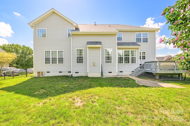 7737 Pleasant Valley Dr, Harrisburg, NC 28075 - back of house featuring crawl space, a deck, and roof with shingles