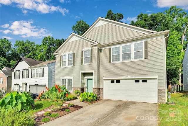 2926 Royal Fern Ln, Charlotte, NC 28215 - view of front of property with stone siding, an attached garage, and driveway