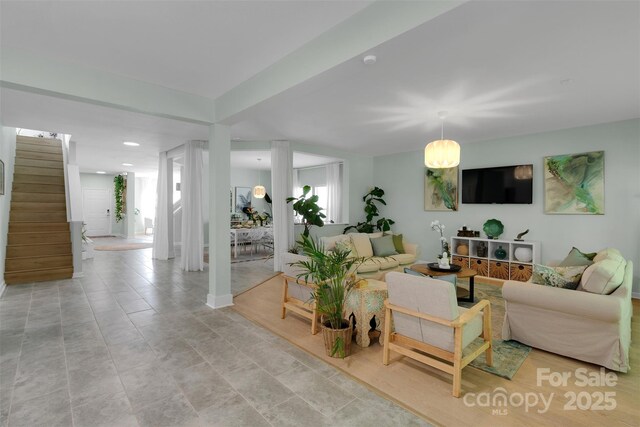2926 Royal Fern Ln, Charlotte, NC 28215 - living room with stairs