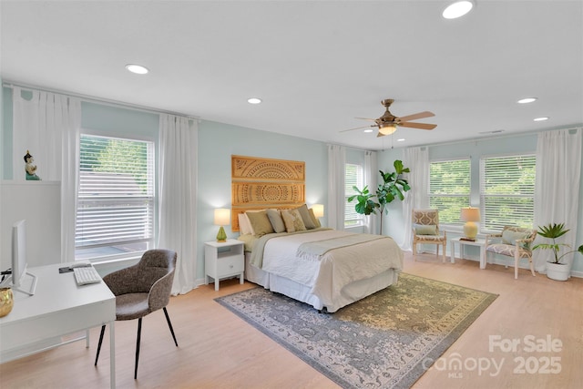 2926 Royal Fern Ln, Charlotte, NC 28215 - bedroom with recessed lighting, light wood finished floors, and ceiling fan