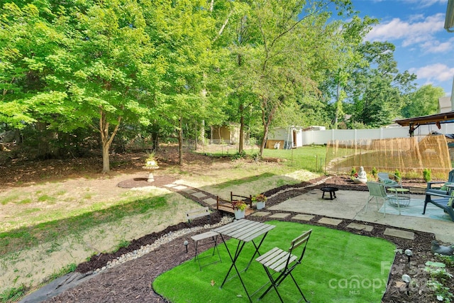 2926 Royal Fern Ln, Charlotte, NC 28215 - view of yard featuring a patio area and a fire pit