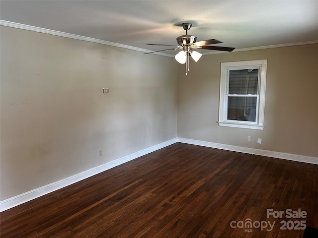 1116 Lenoir Ave SW, Lenoir, NC 28645 - spare room with ceiling fan, dark wood-style floors, and ornamental molding
