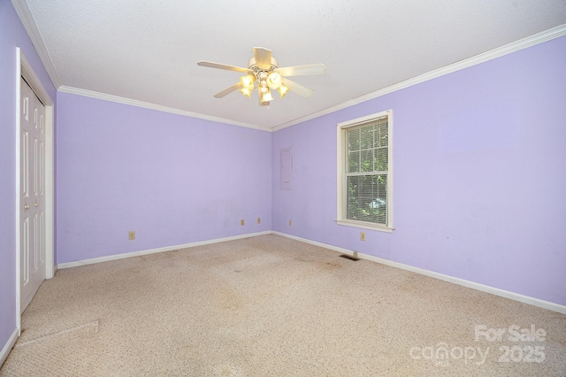 38367 Loblolly Ln, New London, NC 28127 - unfurnished bedroom with carpet, ornamental molding, a closet, and ceiling fan