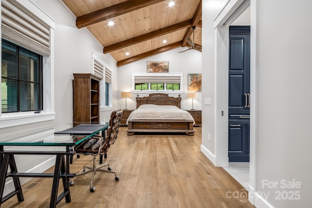 1416 E Clubhouse Rd Unit 73, Sylva, NC 28779 - bedroom with wooden ceiling, light wood-type flooring, and recessed lighting
