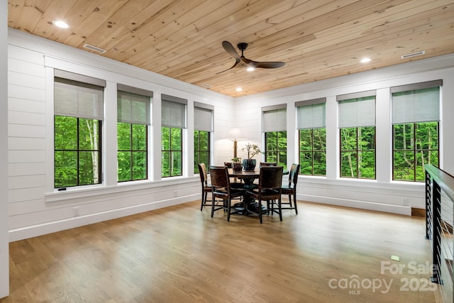 1416 E Clubhouse Rd Unit 73, Sylva, NC 28779 - dining area with wooden ceiling, a ceiling fan, wood finished floors, and recessed lighting