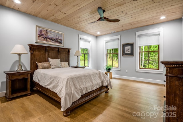 1416 E Clubhouse Rd Unit 73, Sylva, NC 28779 - bedroom featuring wooden ceiling, recessed lighting, light wood-style floors, and a ceiling fan