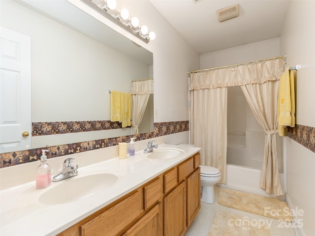 30 Collenwood Rd, Arden, NC 28704 - full bathroom featuring double vanity, shower / tub combo, and tile patterned floors