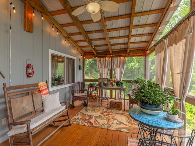1411 Kitchens Branch Rd, Sylva, NC 28779 - sunroom / solarium with ceiling fan, lofted ceiling, and an outdoor living space