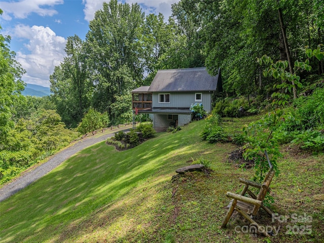 1411 Kitchens Branch Rd, Sylva, NC 28779 - view of grassy yard featuring driveway and a deck